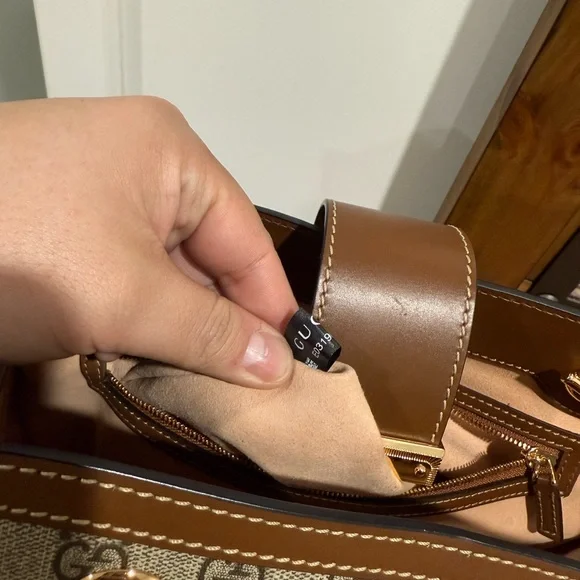 GucciOphidia Padlock Beige and Brown Shoulder Bag with Gold Accents - Picture 5 of 9